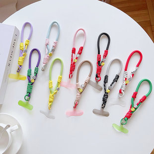 Mobile Phone Lanyard Dopamine Color Camera Keychain Anti-loss Wristband Rope Water Cup Bag Woven Short Lanyard