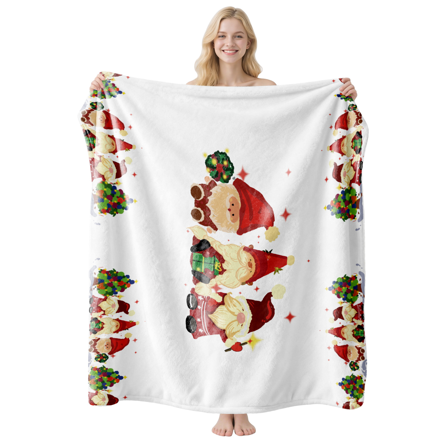 新款圣诞节礼品法兰绒毛毯圣诞老人印花沙发毯子午睡保暖护膝盖毯