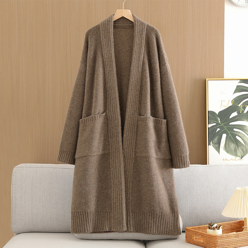 Loose Lazy Style Autumn and Winter Sweater Coat Long Knitted Cardigan Qinghai-Xizang Yak Velvet Cashmere New plus size Outer Wear