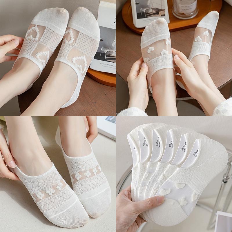 Summer New Women's Boat Socks Thin Cassette Shallow Mouth Transparent Japanese Style White Socks Comfortable Socks Ice Stockings Women's Socks