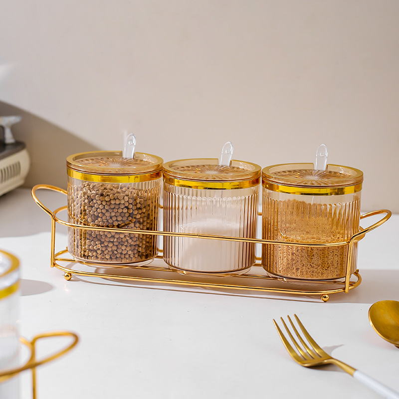 Caja de condimento hogar cocina condimento tarro combinación traje Integrado Multi-Red sal MSG pimienta condimento botella de condimento de almacenamiento