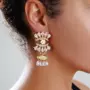 眼睛满钻水滴夸张耳坠