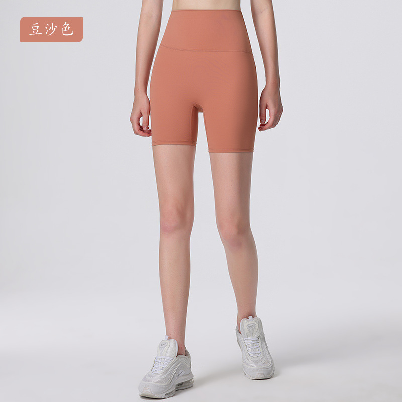 Nuevos deportes de Yoga de cintura alta desnuda sensación de no vergüenza línea de piel-friendly cadera levantamiento vientre contratación no caída de la aptitud de las mujeres de tres puntos cortos