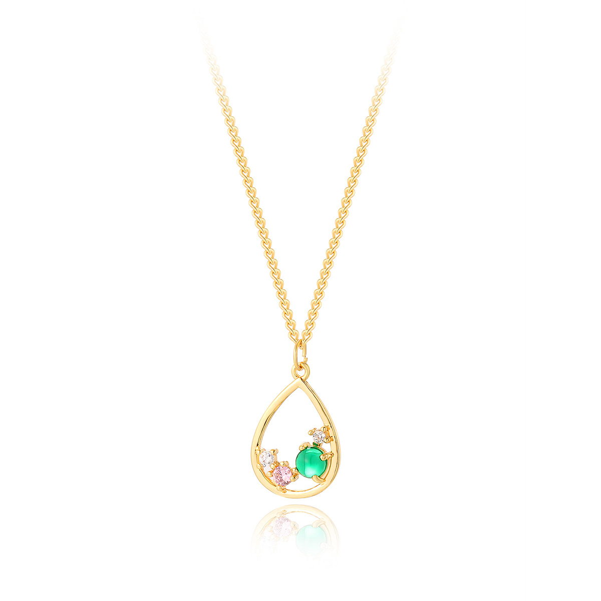 Mother's Day Valentine's Day Copper Plated 18k Gold Water Drop Zircon Necklace display picture 3