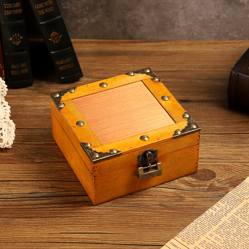 retro wooden table storage box