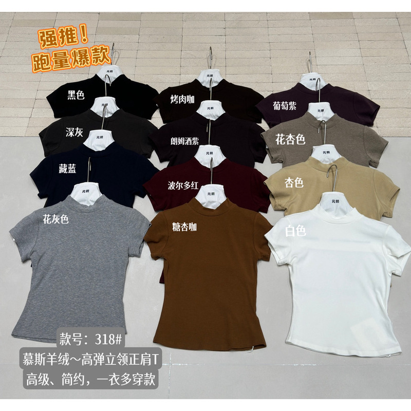 元熙-订货会爆款12色大爆款主推立领系列高弹短袖T恤秋318|undefined