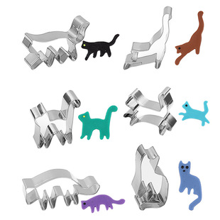 Factory Spot 6 piece set stainless steel animal kitten biscuit mold biscuit cut baking cake mold DIY cartoon set