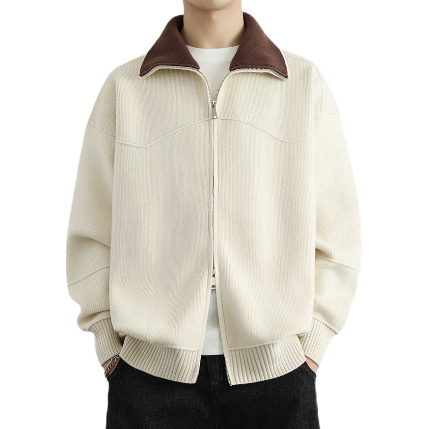 Explosiones transfronterizas europeas camisas de punto de tamaño grande suéter hombre polo camisa con la solapa cardigan chaqueta de negocios fábrica de tendencia mayorista