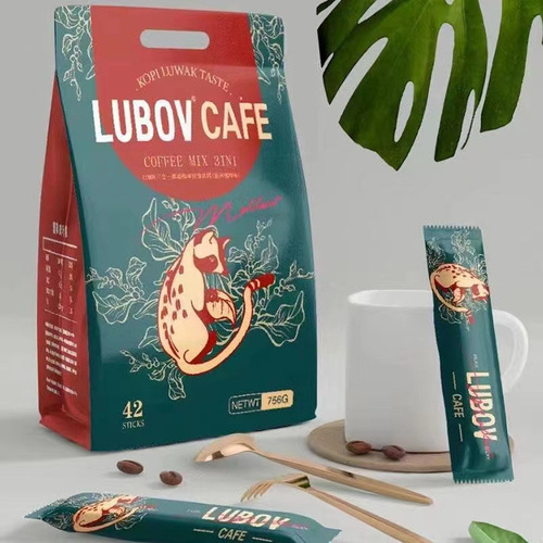 Malaysia imported light luxury style LUBOV three-in-one instant coffee green 756g hotel office coffee