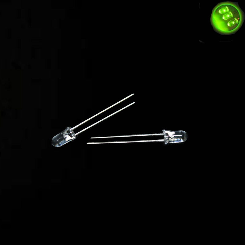 5MM/F5白发绿 发光二极管LED灯 透明圆头普绿光 超高亮 长脚/短脚