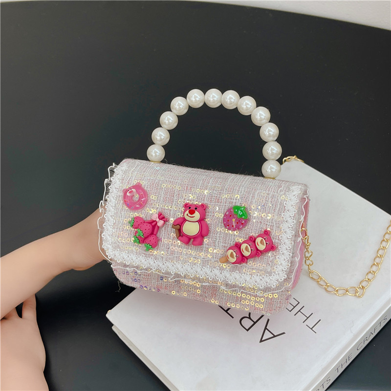 Bolso de los niños del verano de la nueva manera de La Perla de las niñas bolsa de mensajero oso Lindo bolso de las mujeres estilo de la princesa monedero de la moneda