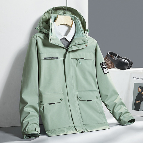 Outdoor jackets for men and women, trendy workwear, detachable jackets for couples, three-in-one two-piece set, fleece jackets, mountaineering clothes