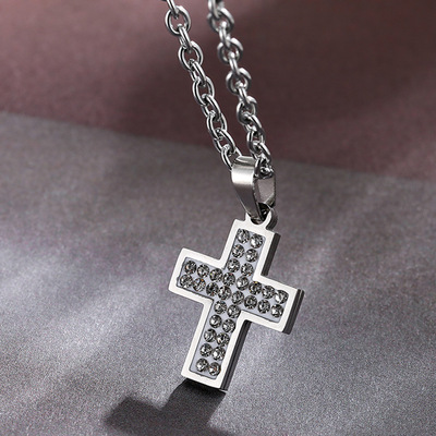 Jesus Necklace Star Hip hop Europe and America Titanium Necklace Metrosexual Stainless steel Necklace Cross Pendant