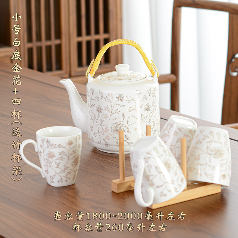 陶瓷水壶冷水壶茶壶凉水壶家用夏大凉开水壶容量玻璃装水耐高温无|undefined