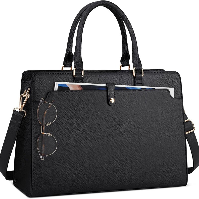Women's Leather Handbag Large Capacity 15.6inch Laptop Bag Teacher's Bag Suitable for Work