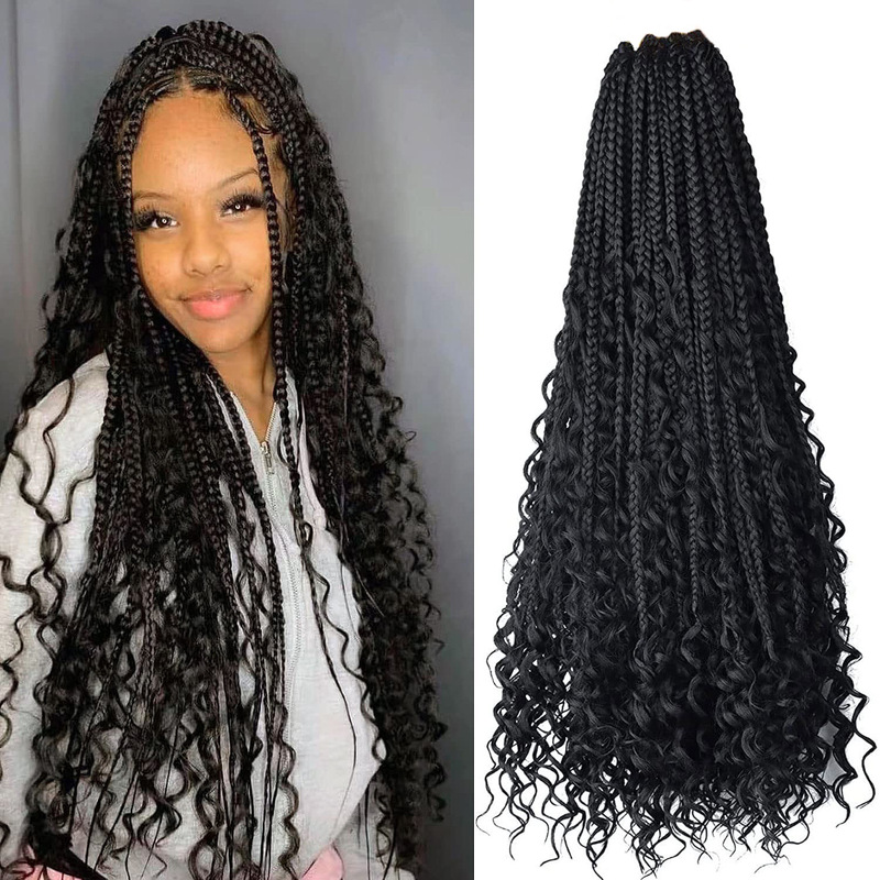 化学繊維の髪の三つ編みの飛子box braids crochet hairアフリカの汚いお下げのかぎ針の髪のそばめ|undefined
