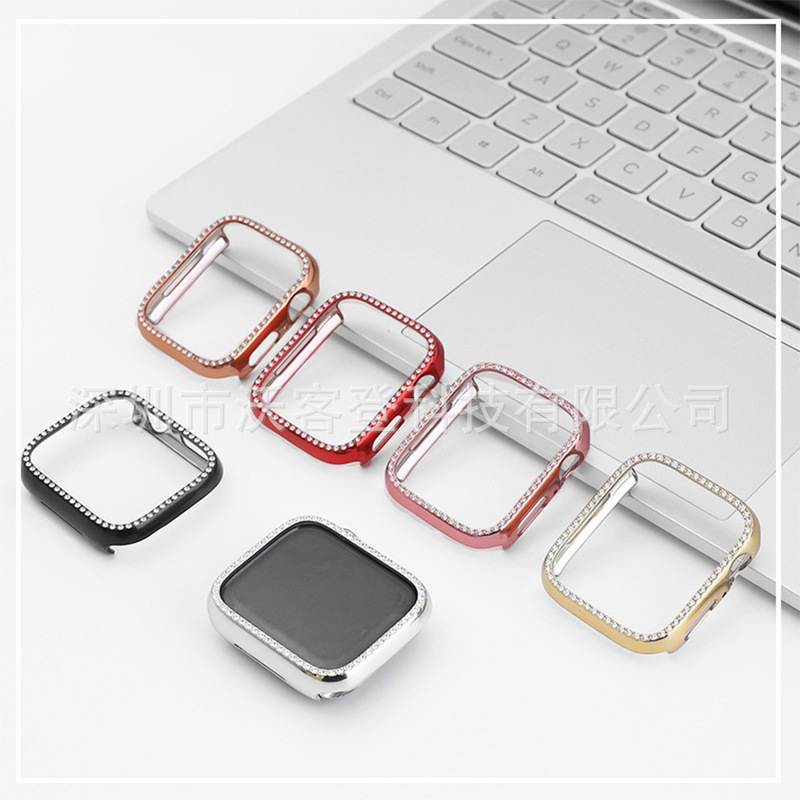 Suitable for apple single-row drill case apple watch8/7/SE/654321 diamond-encrusted PC electroplated protective case
