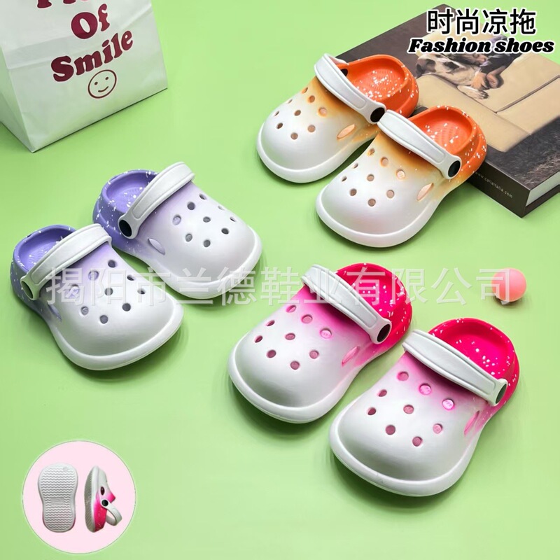 2025 New Children's Outerwear Cool Glitter Thick-Soled Non-Slip Luminous Clogs Fashionable Toe-Toe Slippers