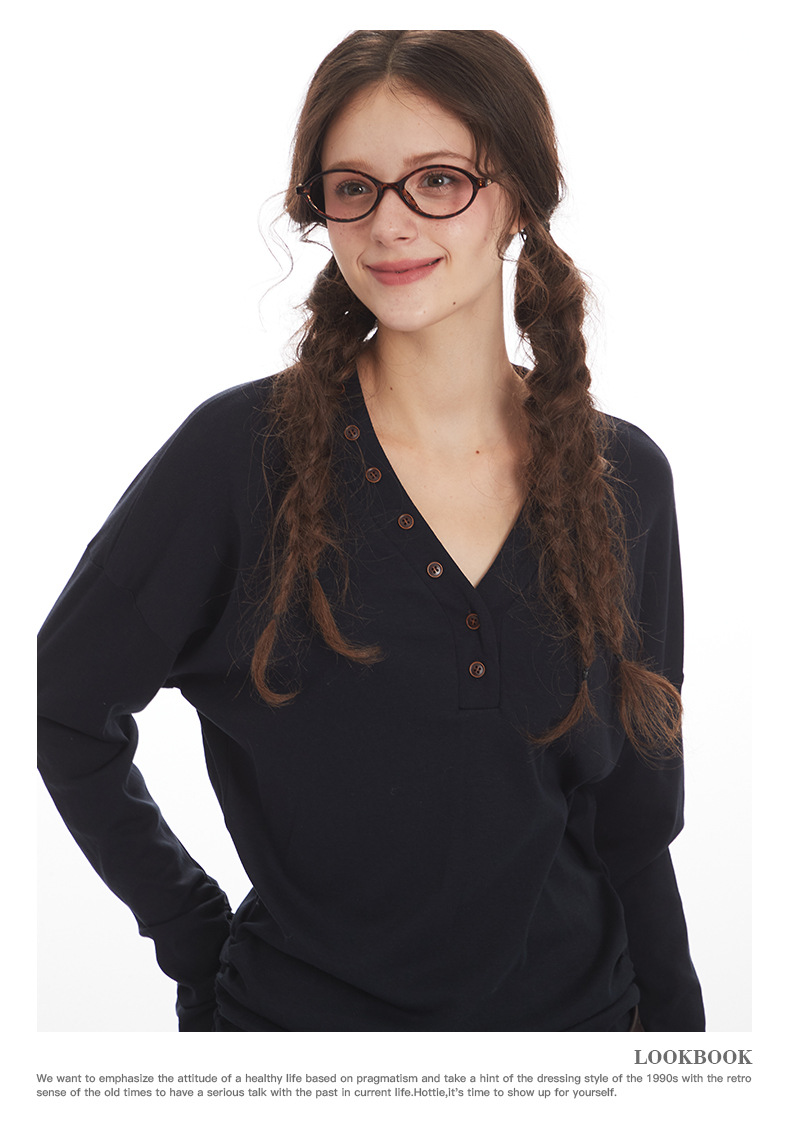 HeyHenry Women's V Neck Slim Fit Long Sleeve T-Shirt Designer Fashion for Autumn Suitable for Inner Layers_ecoleips.com