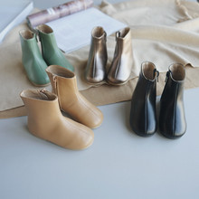 冬季女童加絨靴子2022新款韓式簡皮靴公主短靴秋冬季寶寶軟底批發