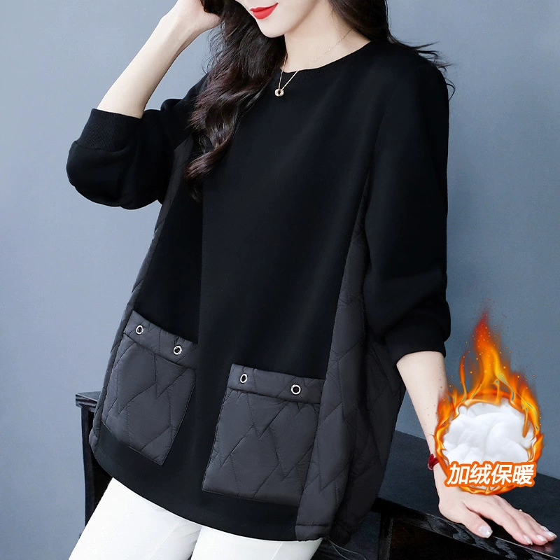 Зимнее утолщенное теплое Прошитое пальто в западном стиле, одежда с хлопковой подкладкой, свободная повседневная женская одежда больших размеров для женщин среднего и пожилого возраста