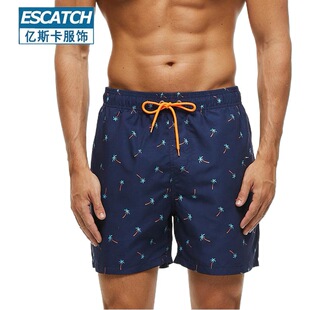 European and American swimming trunks men's beach pants quick-drying loose surfing swimsuit printed with lined double-layer shorts men's wholesale