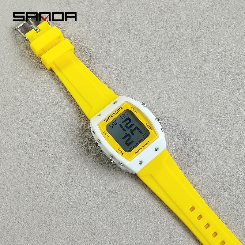 SANDA multifuncional barril de vino tipo reloj electrónico al aire libre para hombres y mujeres estudiantes reloj deportivo de moda reloj impermeable