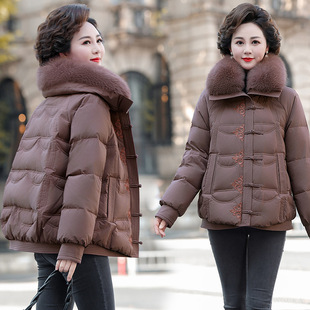 50-year-old mother winter western style fox fur collar padded cotton-padded jacket for middle-aged and elderly women winter short warm down jacket