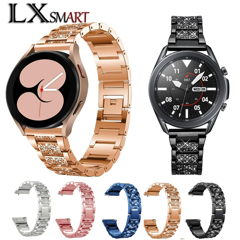 Для Samsung Galaxy Watch 5 Три бусины Алмазный ремешок 42/46 Горный хрусталь Металлический ремешок из нержавеющей стали Активный