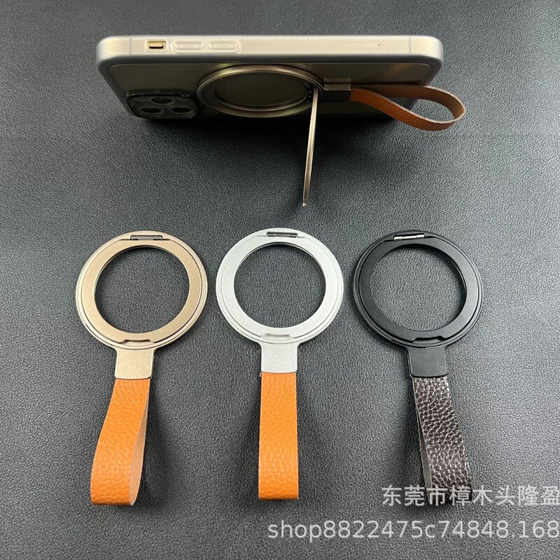 クロスボーダーアルミニウム合金磁気携帯電話ホルダー超薄型折りたたみデスクトップ回転シリコンストラップタイプリングバックルホルダー|undefined