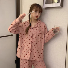 クロスボーダーins韓国版少女ホーム高颜値愛パジャマ春長袖長ズボン襟付きホームウェア代発