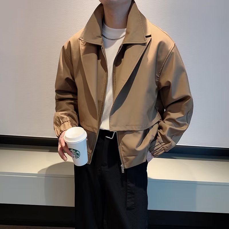 2024春秋のごろつきのかっこいいコートの男性の高い街の潮のブランドの日本の韓国版の潮流のゆったりしているジャケット|undefined