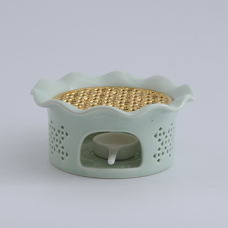 Calentador de té con diseño de horno hueco que cambia de color, calentador de velas para restaurantes, hoteles y uso doméstico, tetera aislada con forma de flor, calentador de té esmaltado en horno.