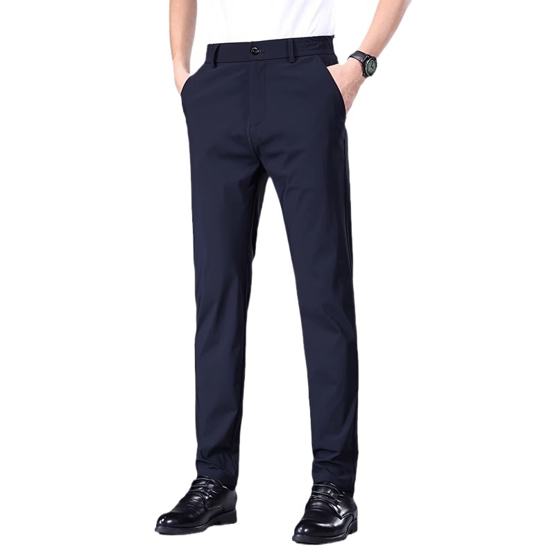Una pieza de envío de alta calidad verano ultrafino pantalones de hombre pantalones casuales de negocios seda de hielo elásticos pantalones de hombre sueltos