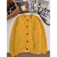 秋冬元气多巴胺色系奶呼呼纯色外套2025新品四色爱心扣针织开衫