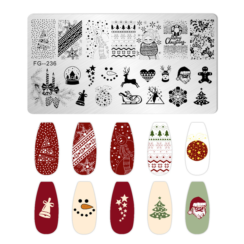 美甲印花钢板爆款雪花圣诞 NailSteelPlate转印指甲模板工具批发|undefined