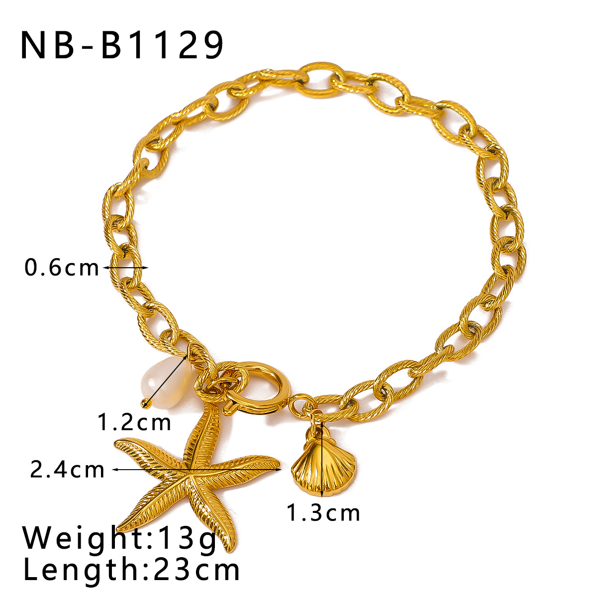 Marine Style, Simple Style Style Marine Style Simple Style Starfish Shell 304 Stainless Steel Bracelets In Bulk