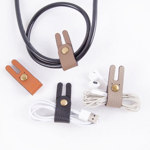 Manufacturer's Export Cartoon Data Cable Organizer Charging Cable Zipper Head Layer Calfskin Headphone Cable Tie Band Binding Strip