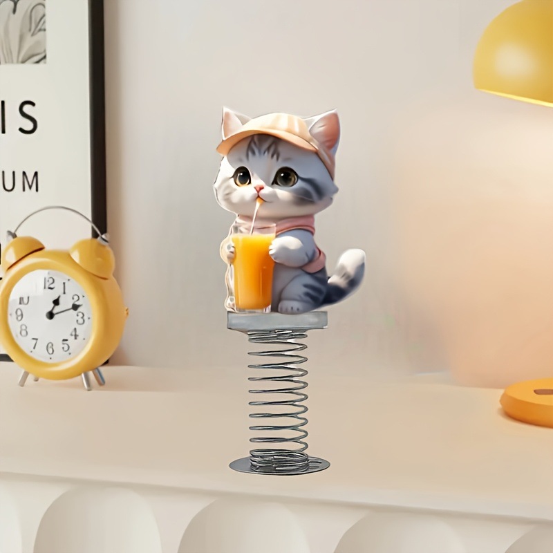 Amazon nuevo glamoroso plano de acrílico lindo gatito resorte coche espejo retrovisor mochila o llavero