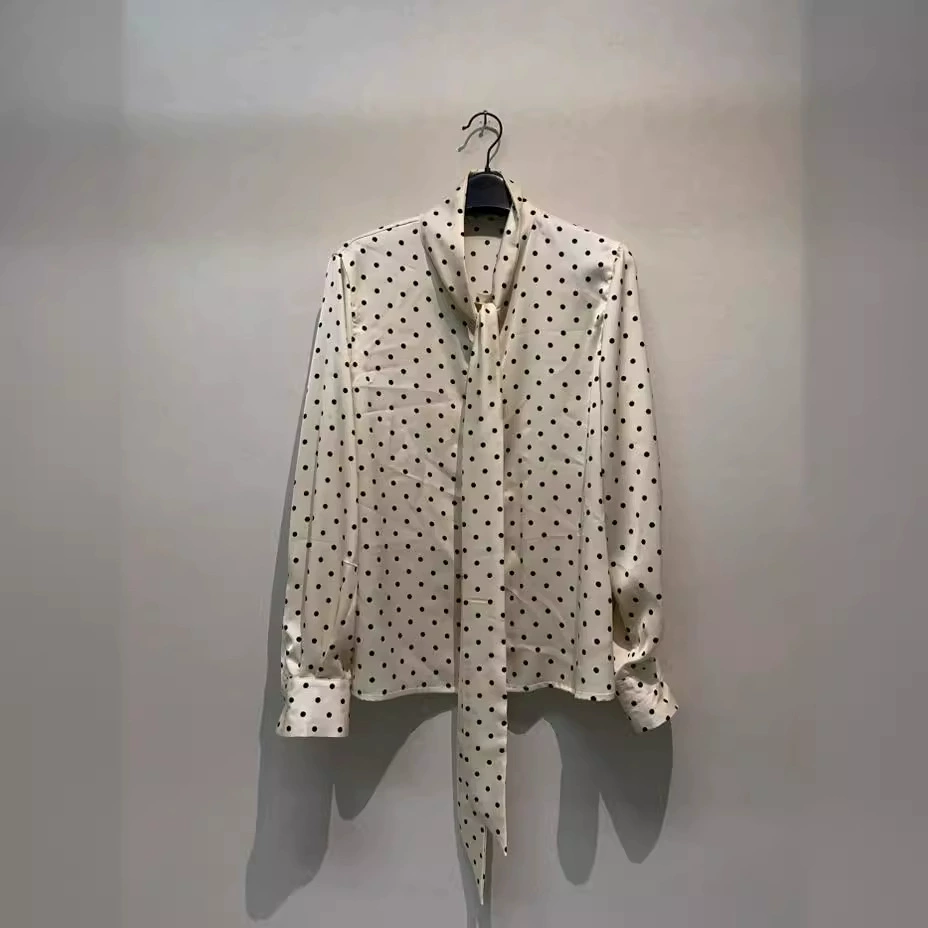 Весенне-летний новый стильный шелковый шарф из твила, рубашка в французский горошек