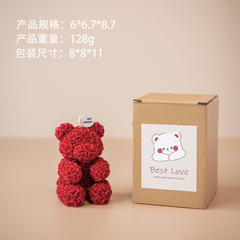 Vela de aromaterapia de oso rosa de alta gama de venta caliente transfronteriza Romántico y lindo Día de San Valentín Regalo hecho a mano al por mayor Regalo de mano