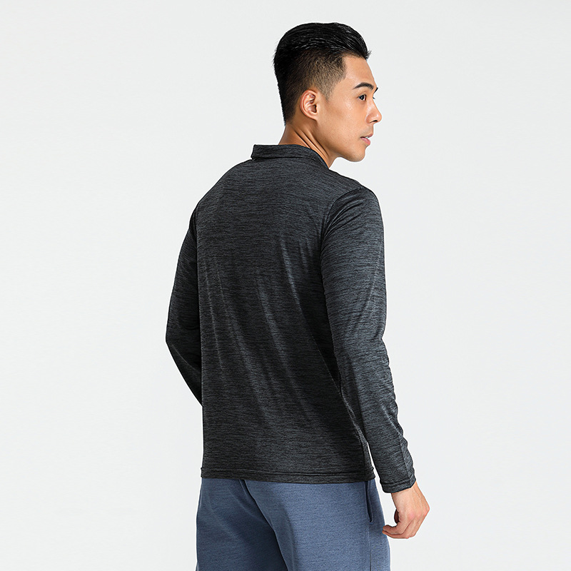 Hombres de primavera y otoño deportes de manga larga media cremallera collar de soporte de secado rápido transpirable camiseta juvenil camiseta casual camiseta superior