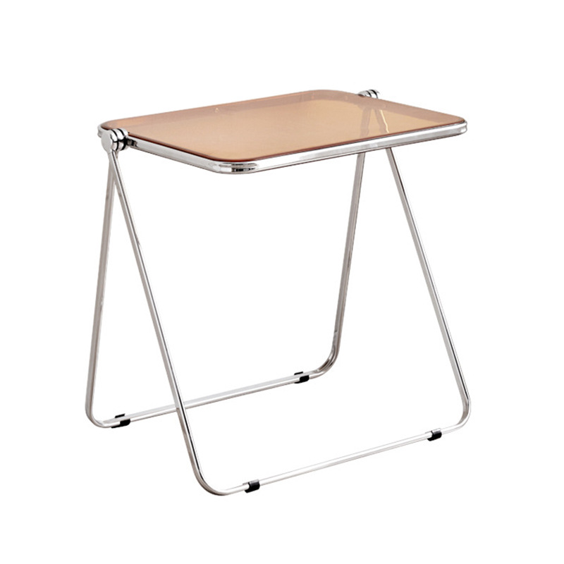 Simple moderno neto rojo ins metal transparente portátil plegable mesa cuadrada portátil de almacenamiento de oficina mesa de estudio