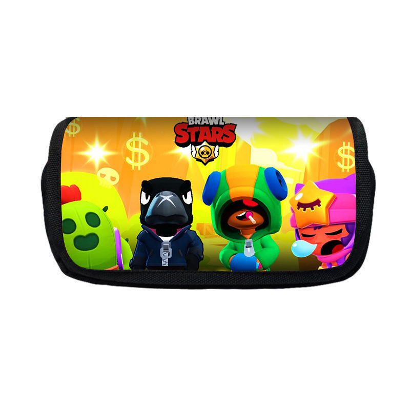 Nuevo salvaje bolsas de lápiz de estudiantes de gran capacidad caja de papelería personaje creativo de niños caja de lápiz doble lote transfronterizo