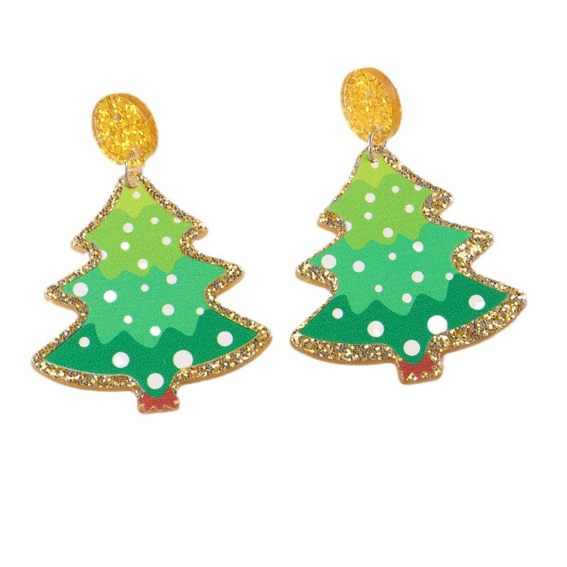 欧米のクロスボーダークリスマスツリーシリーズ創意デザイン感アクリルピアスクリスマスイヤリング|undefined
