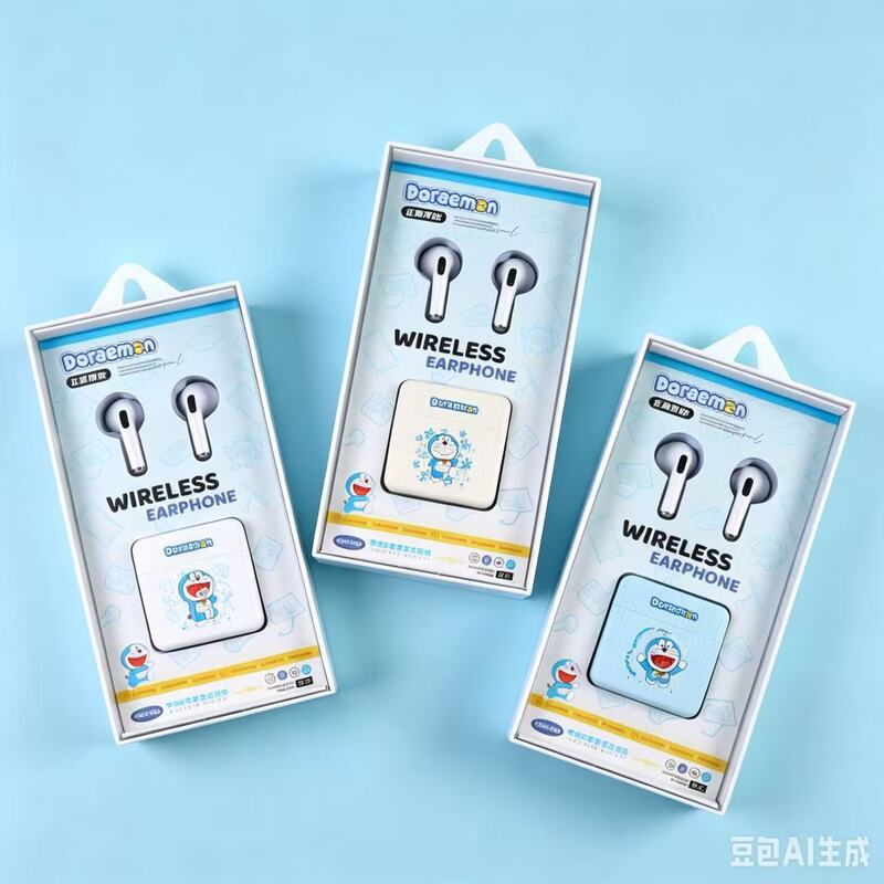 Authentic Doraemon luggage-style TWS Bluetooth earphones, version 5.4, with Chinese-English switching, model Earsensen TWS-223