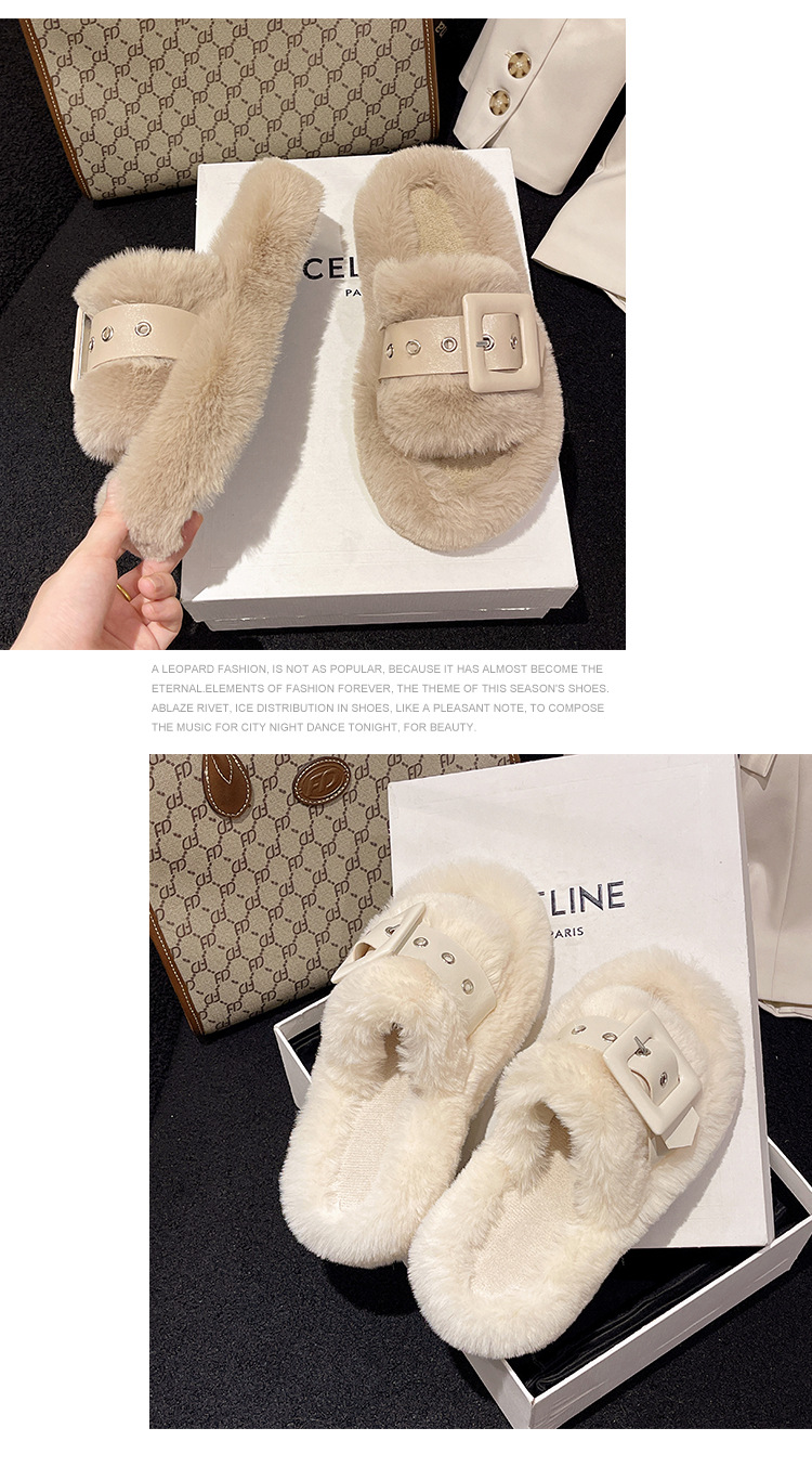 Pelzige Hausschuhe für Damenoberbekleidung, modische große Hausschuhe aus Baumwolle mit dicken Sohlen und warmer Innensohle, beliebter Großhandel im Außenhandel_voghion.com