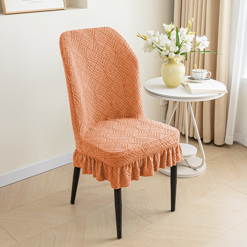 Cubierta de silla elástica curvada de forma especial cubierta de silla engrosada polar gran falda curvada respaldo integrado cuatro estaciones