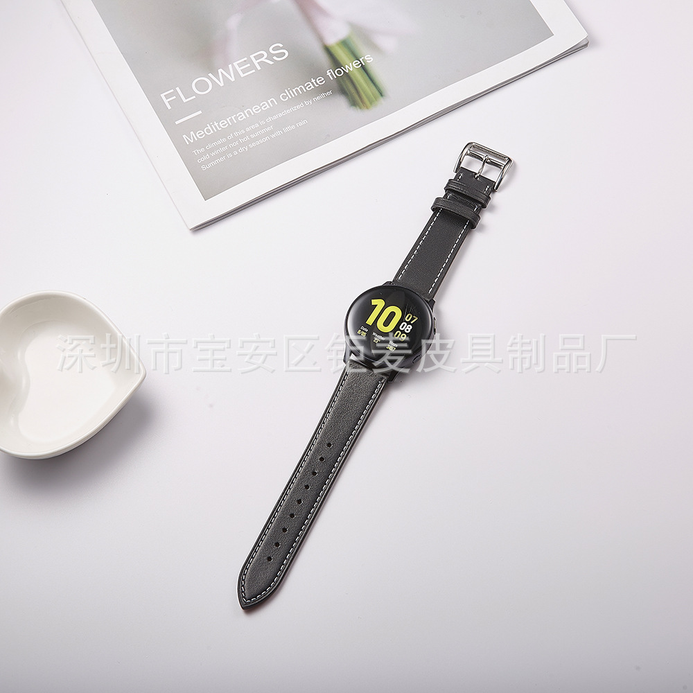 Aplicable a Huawei GT1/2 Samsung Galaxy watt4/5/6 correa de cuero de doble cara 18mm20mm