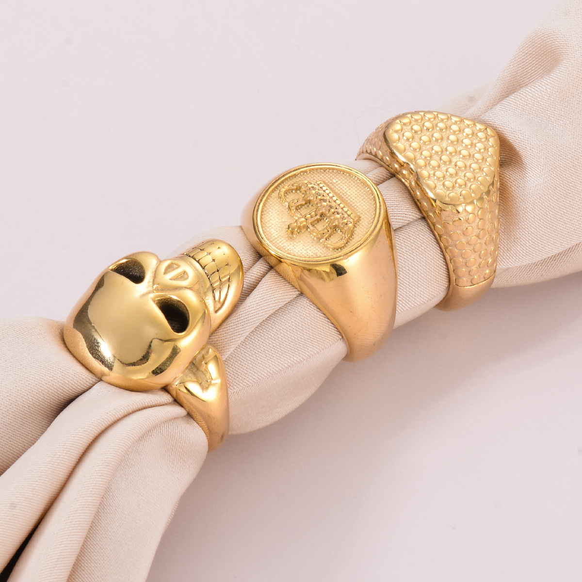 Halloween Festival Wholesale Jewelry Retro Heart Shape Crown Skull Stainless Steel Plating Rings